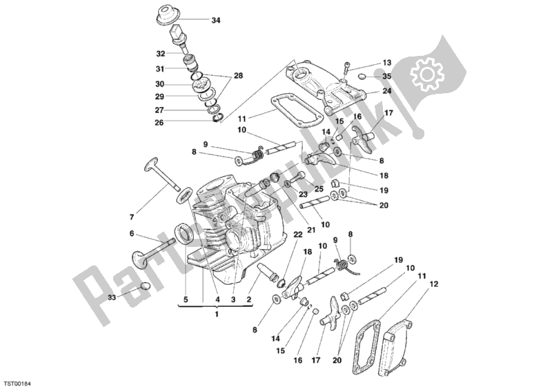 Todas as partes de Cabeça De Cilindro Horizontal do Ducati Monster S2R 800 Dark 2005